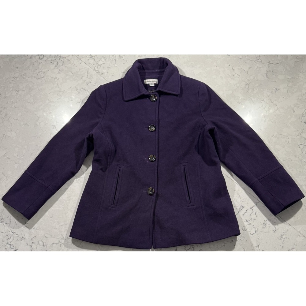 VTG Preston & York Peacoat‎ Womens 12 Purple Wool Blend Single Breasted Jacket